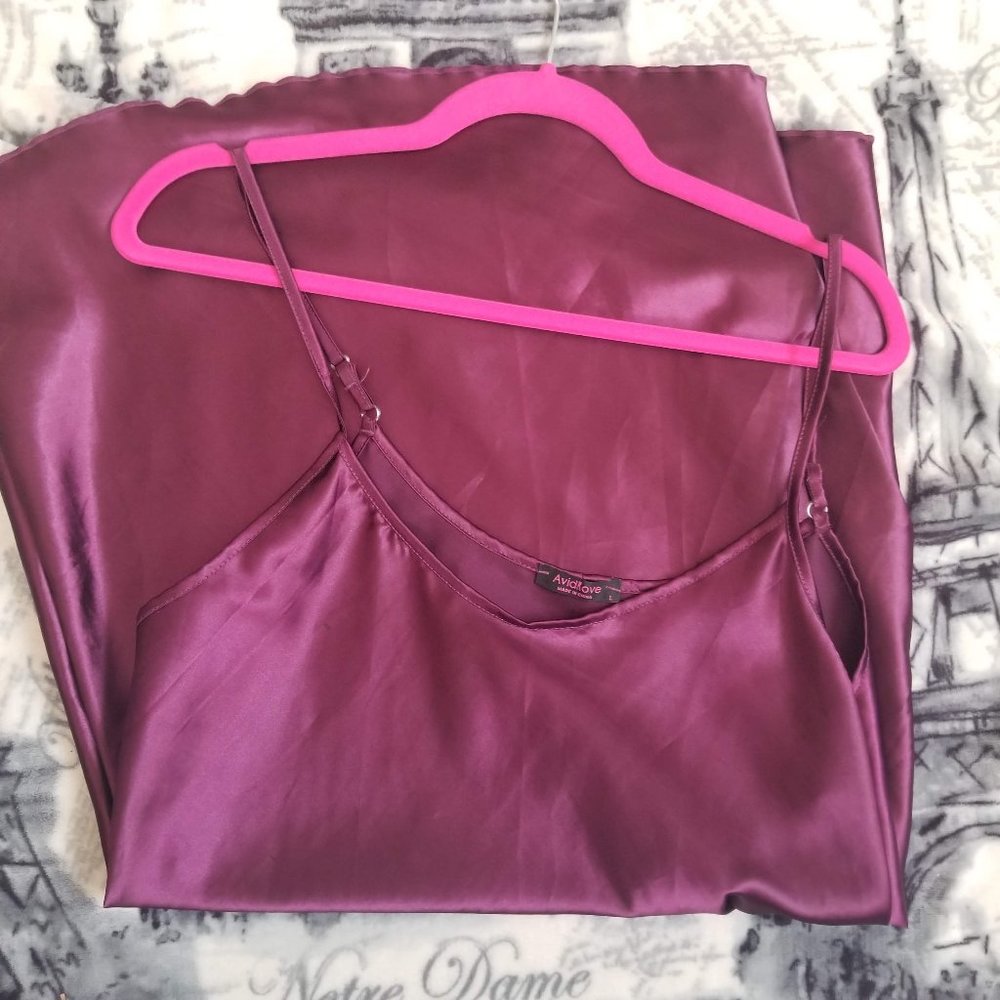 Avid Love Purple Satin Chemise Slip Nightie